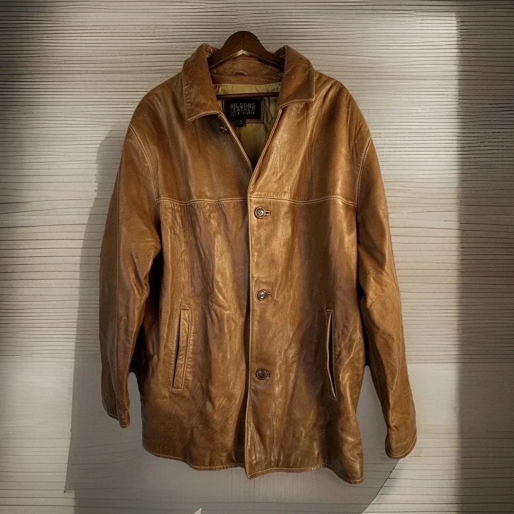 Vintage Leather Jacket Wilsons Leather XL Brown Genuine Leather Pelle Coat